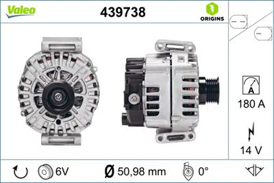 VALEO 439738 Alternator W204 08>14 S204 08>14 C204 11> W212 09>15 S212 09>16 C207 09>16 Vıano W639 10> Sprınter 0 A0009067900