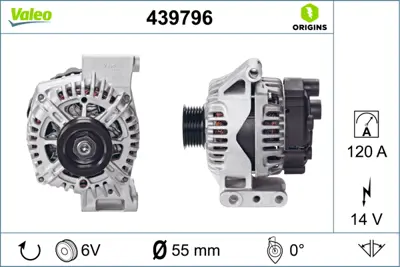 VALEO 439796 Alternator Punto Evo Panda Fıorıno 1,3 Multıjet (5 Kanal) 51984052 BS5110346CA