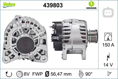 VALEO 439803 Alternator 13,5v 150a  Dokker 12> Duster 13>18 Lodgy 12> 1.5 Blue Dcı 231005770R