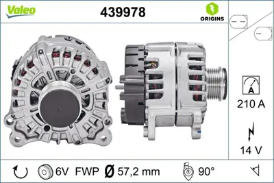 VALEO 439978 Alternator 14v 210a Touareg 18> Q7 16> Q8 19> 59903024BX