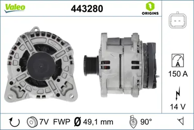 VALEO 443280 Alternator 14a 150a Trafıc Iı 06> Master Iı 06> Laguna Iı 05>07 Vıvaro A 03>10 Movano A 03>10 1.9 Dc 2310000Q0H 8200660022 93169474