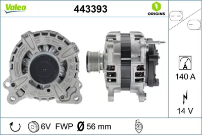 VALEO 443393 Alternatör Vw Group 4B903024 4B903024X