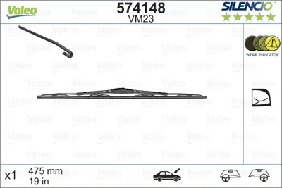 VALEO 574148 Silecek Sılencıo 47.5 Cm X1 Vm23 Vw Polo 01 46814360 6N0955427A