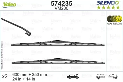 VALEO 574235 Silencio Vm200 X2 600 350 Mm Opel Karl Vauxhall Vıva 06.2015 Silencio Silecek Lastiği Binek 1272151