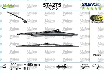 VALEO 574275 Sılecek Supurgesı 600 / 450mm Ruzgarlıklı C2 C3 6426SS