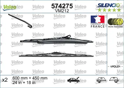 VALEO 574275 Sılecek Supurgesı 600 / 450mm Ruzgarlıklı C2 C3 6426SS