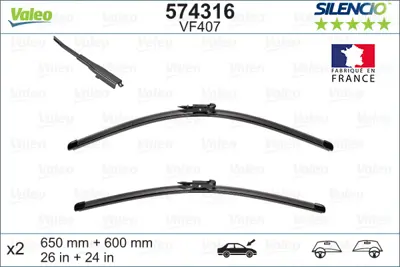 VALEO 574316 Sılecek Supurgesı On Tk. (650mm / 600mm) A-Class W169 04>12 Vaneo 414 02>05 A4148200245