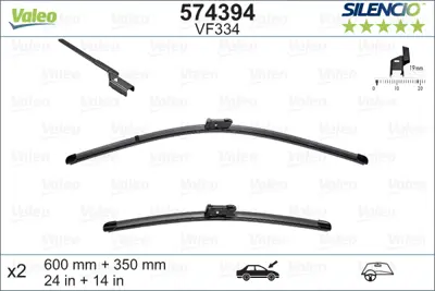 VALEO 574394 Valeo Sılencıo X Trm Flat Blade Vm334 (X2) / (600+350 Mm) Fıat 500 Renault Zoe 1793883 288909425R 71805145