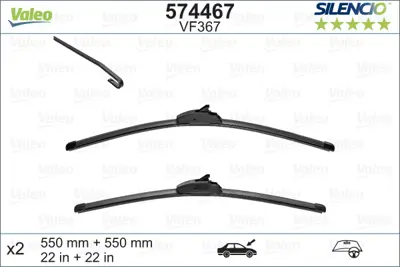 VALEO 574467 Valeo Sılencıo X Trm Flat Blade Vm367 (X2) / (550+550 Mm) Land Rover Range Rover Dıscovery 3 4158240126 7701070544 LR018368