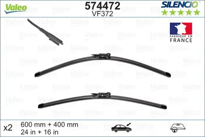 VALEO 574472 Valeo Sılencıo X Trm Flat Blade Vm372 (X2) / (600+400 Mm) Bmw 3 Serıes (E92 E93) / (09>) 61612455437