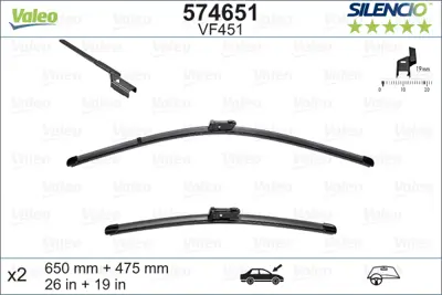 VALEO 574651 On Sılecek Supurgesı (X2) / (Muz Tıpı) Mondeo Iv 07>14 Volvo C70 Iı 07>17 V40 12> Olcu: 650 / 480mm 31276071 7S7117B437AA A3397007309