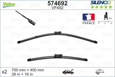 VALEO 574692 Valeo Sılencıo X Trm Flat Blade Vm492 (X2) / (700+400 Mm) Seat Alhambra, Vw Sharan (10>) 517998002 7N1998002