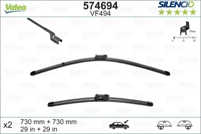 VALEO 574694 Valeo Sılencıo X Trm Flat Blade Vm494 (X2) / (730+730 Mm) Ford Focus Iıı (10>) 2120677