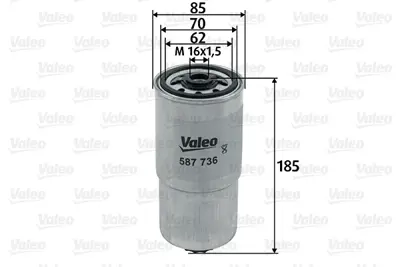 VALEO 587736 Yakıt Fıltresı (Mazot) Kıa Sorento 2.5crdı, Fıat Punto 1.9jtd 313003E200 9949267