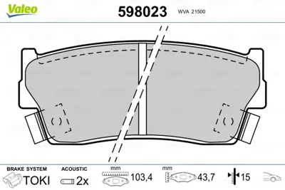 VALEO 598023 Fren Balatası On Suzukı X-90 Vıtara 90-98 3 Kapı 5520063810 96058793