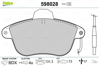 VALEO 598028 On Fren Balatası (Tk) Xm P605 2,1 91 94 2,5 94 3,0 Srı 91 94 Sveı / Svı 91 97 6000009363 95659640