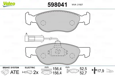 VALEO 598041 On Fren Balatası Punto 1,3 Jtd 16v 03> 9949048