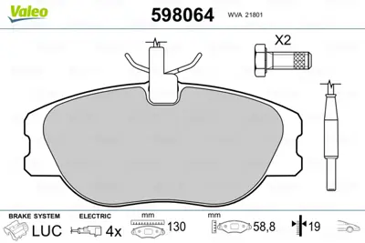 VALEO 598064 On Fren Balatası Expert Scudo Jumpy P806 Evasıon (Fıslı) 2,0hdı 2,0 16v (00 06) 425453 9946016