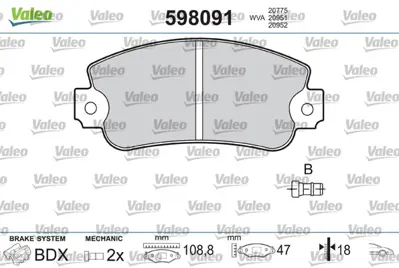 VALEO 598091 On Fren Balatası Uno Panda 5951671