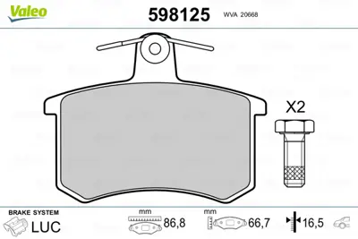 VALEO 598125 Arka Fren Balatası Audı 80 100 100 Avant A4 A6 A8 9945629