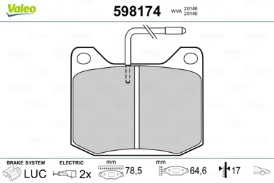 VALEO 598174 Dısk Fren Balatası (On) Peugeot 504 2,0 Gl 80>90 425096