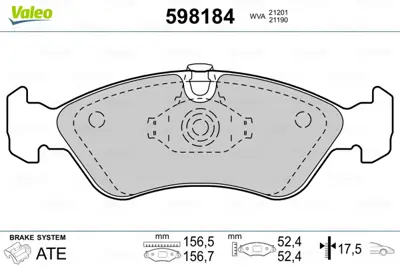 VALEO 598184 On Fren Balatası Astra A Vectra A / B 11046952012 1605911 96281939