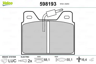 VALEO 598193 Arka Fren Balata P 504 1,8 I 2,0ı 80>90 425073