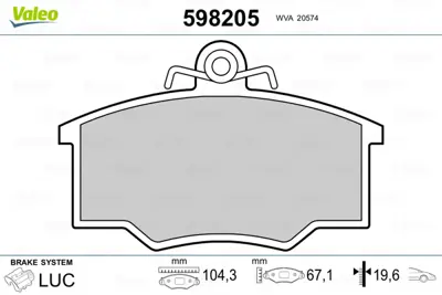 VALEO 598205 On Fren Balatası Audı Iı 80 / 90 / 100 33422650