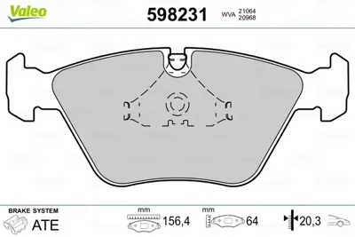 VALEO 598231 On Fren Balatası Bmw E32 E34 E36 M3 E34 M5 34112282554