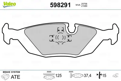 VALEO 598291 Arka Fren Balatası Volvo Saab 440 460 480 900 8968026