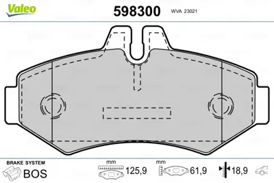 VALEO 598300 Fren Balatası Arka G-Class W463 98> Sprınter 99>06 , Lt35 96> 2D0698451B A0004209720