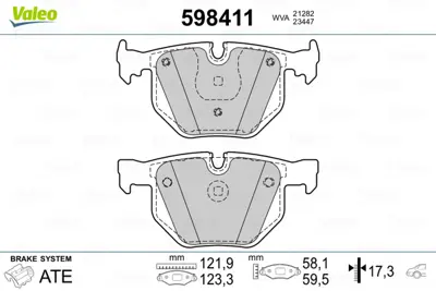 VALEO 598411 Arka Fren Balatası Bmw E65 E66 34216761285