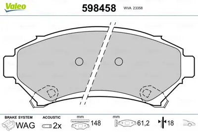 VALEO 598458 Arka Fren Balatası Vectra B 95 99 2,5ı 2,5ı 1605947 88909661