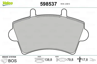 VALEO 598537 On Fren Balatası Master Iı Movano Interstar 01> 4106000QAD 4404585 7701207339