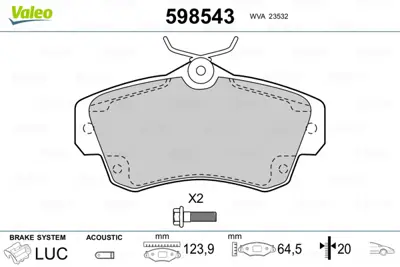 VALEO 598543 On Fren Balatası Chrysler Crusıer 