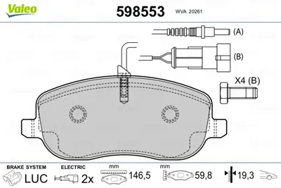 VALEO 598553 On Fren Balatası P807 C8 2,0hdı 2,0 16v 2,2hdı 2,.0 16v 06 / 02> 425457 9949552