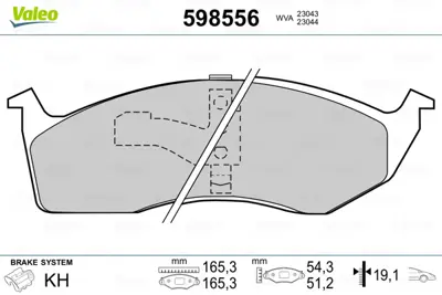 VALEO 598556 On Fren Balatası Chrysler Neon Grand Voyager Iıı 