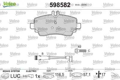 VALEO 598582 Fren Balatası On A-Class W168 99>04 A4144200220