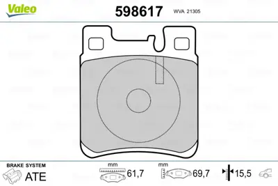 VALEO 598617 Fren Balatası Arka W203 01>07 C208 97>02 W124 93>95 W210 96>02 W140 93>98 A0044201620