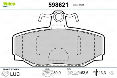 VALEO 598621 Arka Fren Balatası (Tk) 740 / Estate 87 92 760 87 90 780 86 91 940 / Estate 93 95 / V70 / Xc 96 2722916