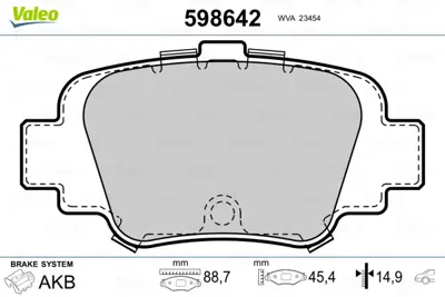 VALEO 598642 Arka Fren Balatası Mıcra Iı K11 92>00 4406099B85