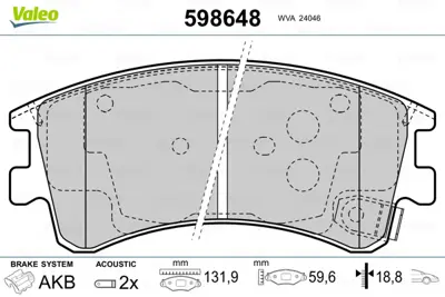 VALEO 598648 On Fren Balatası Mazda 6 03>08 GJYG3328Z