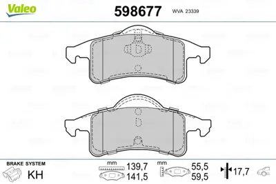 VALEO 598677 Arka Fren Balatası Jeep Grand Cherokee Iı 5011970AB