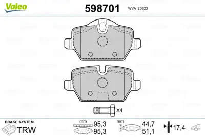 VALEO 598701 Arka Fren Balatası Bmw E90 E87 34216788183