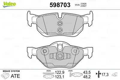 VALEO 598703 Fren Balatası Arka (Kulaklı) Bmw E87 E90                     34216790761