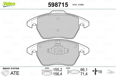 VALEO 598715 On Fren Balatası C4 2,0 Hdı 135ps 11 / 04 C4 Coupe 2,0 16v 2,0 Hdı 135fap (11 / 04 ) 307 2,0 Hdı 16v 1609987980 425488