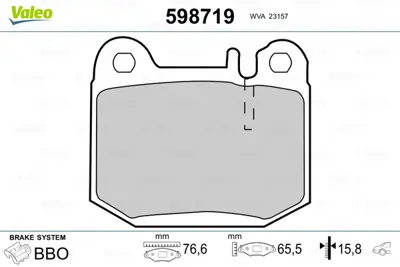 VALEO 598719 Fren Balatası Arka Ml-Class W163 98>05 A1634201120