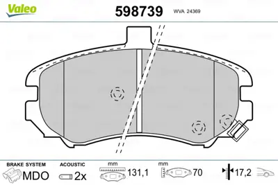 VALEO 598739 On Fren Balatası Hyundaı Elantra 03-05 581012DA50