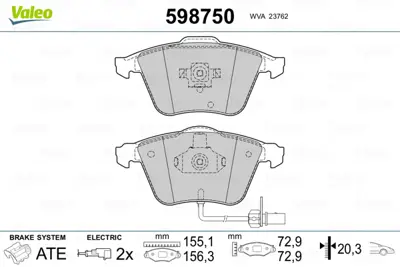 VALEO 598750 On Fren Balatası Fıslı Fabıa 1,4 00>03 A6 1,8t / 1,9tdı / 2,0 / 2,4 / 2,5tdı / 3,0 / 4,2 97>05 4B0698151R