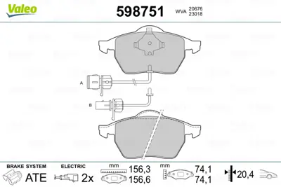 VALEO 598751 On Fren Balatası A4 A6 1.8t 1.9tdı 95> Passat 1.8t 1.9tdı 95 00 Golf Iv 1.9tdı Superb 02> 